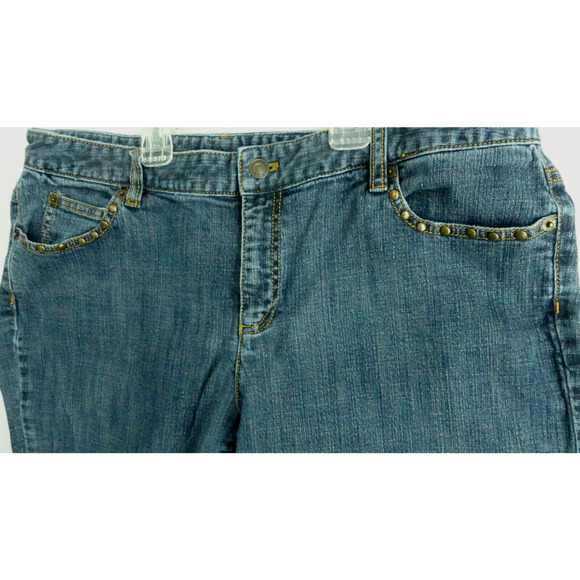 Michael Kors Women's Bootcut Jeans Size 16 Rivet Trim Fold Pocket Denim - Picture 2 of 9